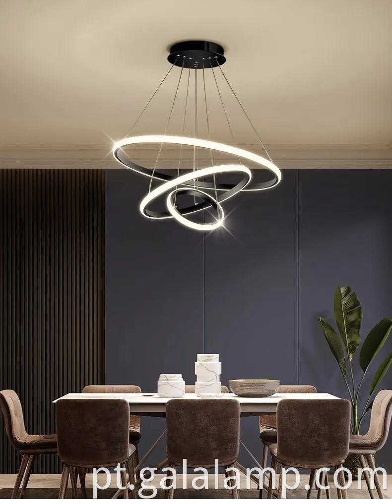 Anel de círculo decorativo de luxo luz pendente para a sala de estar moderna